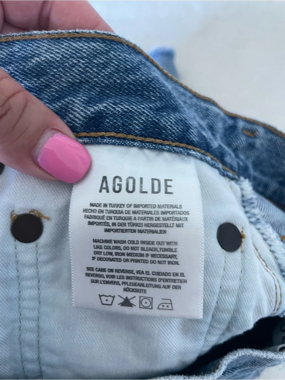 Agolde Riley Light Blue High-Rise Frayed Hem Cutoff Denim Shorts